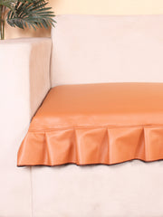 Leatherite Sofa Slip Cover Protector with Frill, Rust